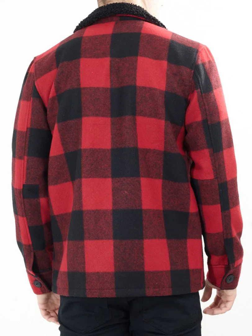 LUMBERJACK CHECK PRINT SHERPA COLLAR JACKET