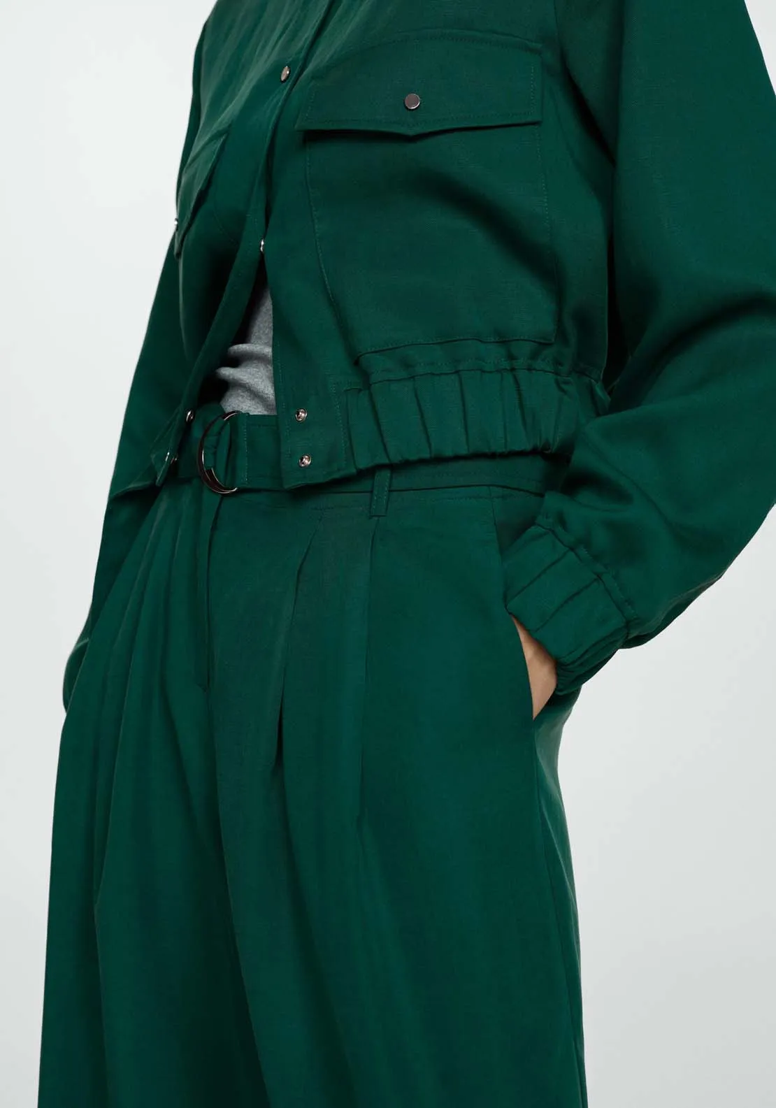 Lyocell trousers with belt - Green