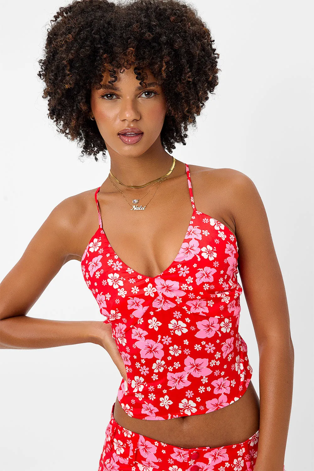 Macey Satin Halter Top - Coconut Girl