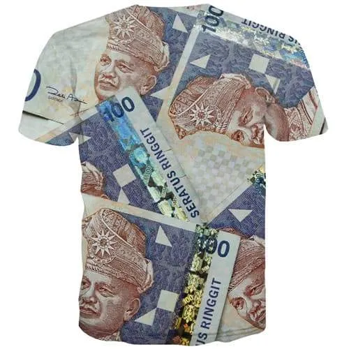 Malaysian Ringgit T shirts Men Money Shirt Print Malaysia Tshirt Printed Harajuku T-shirts 3d Retro T shirts Funny Short Sleeve