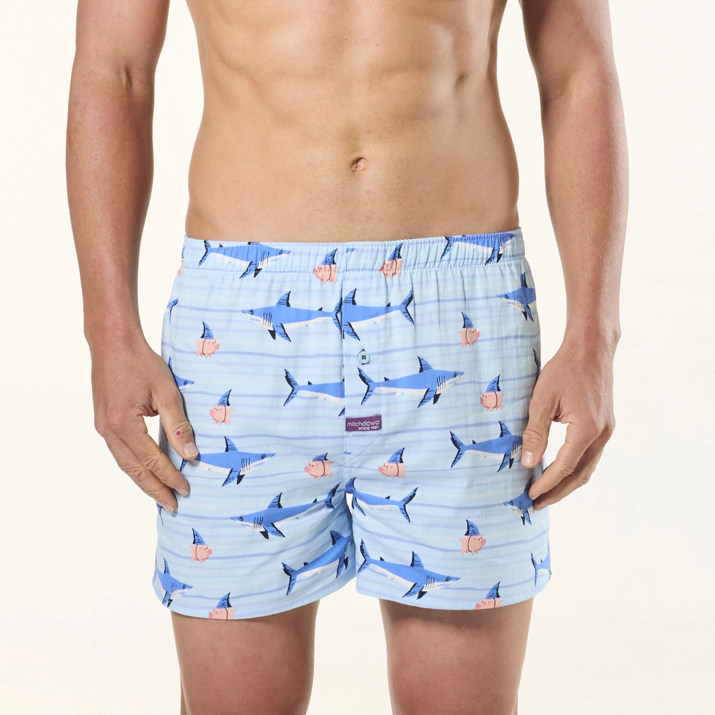 Men's Great White Pork Cotton Boxer 3 Pack - Blue