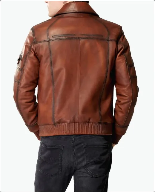 Mens Tan Leather Motorcycle Jacket