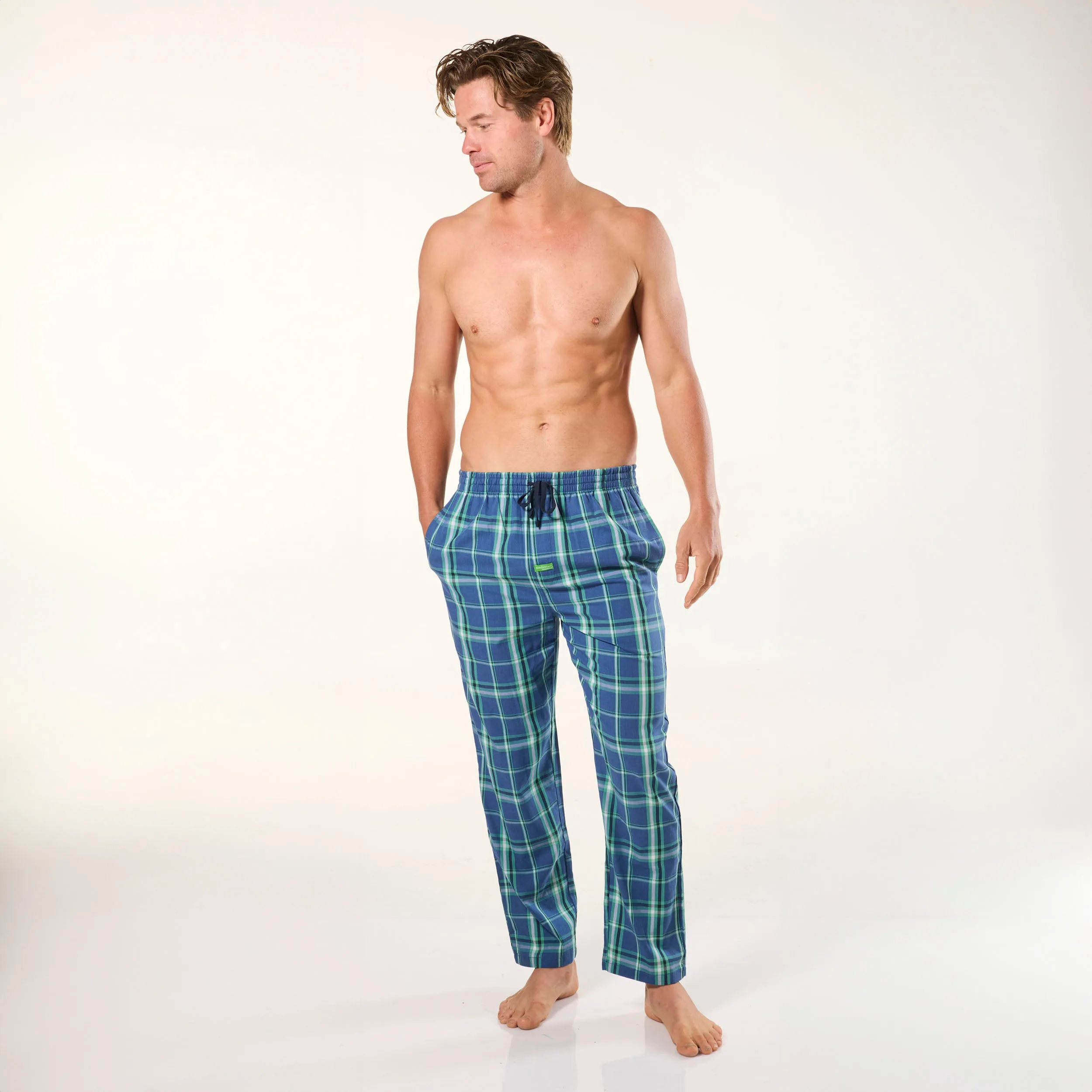 Men's Windsor Check Bamboo Woven Sleep Pant - Blue