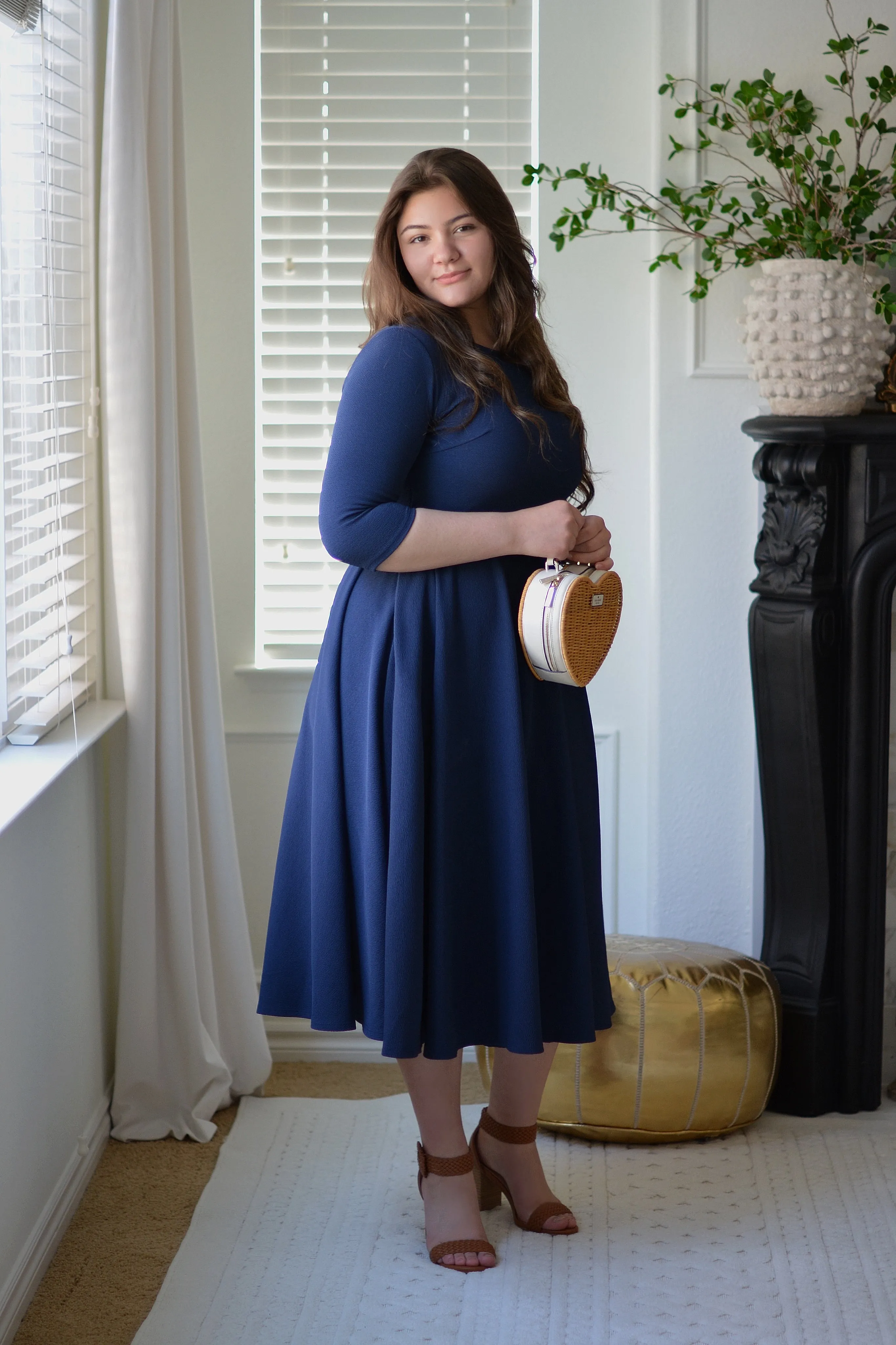 Millie Navy Full Midi Dress