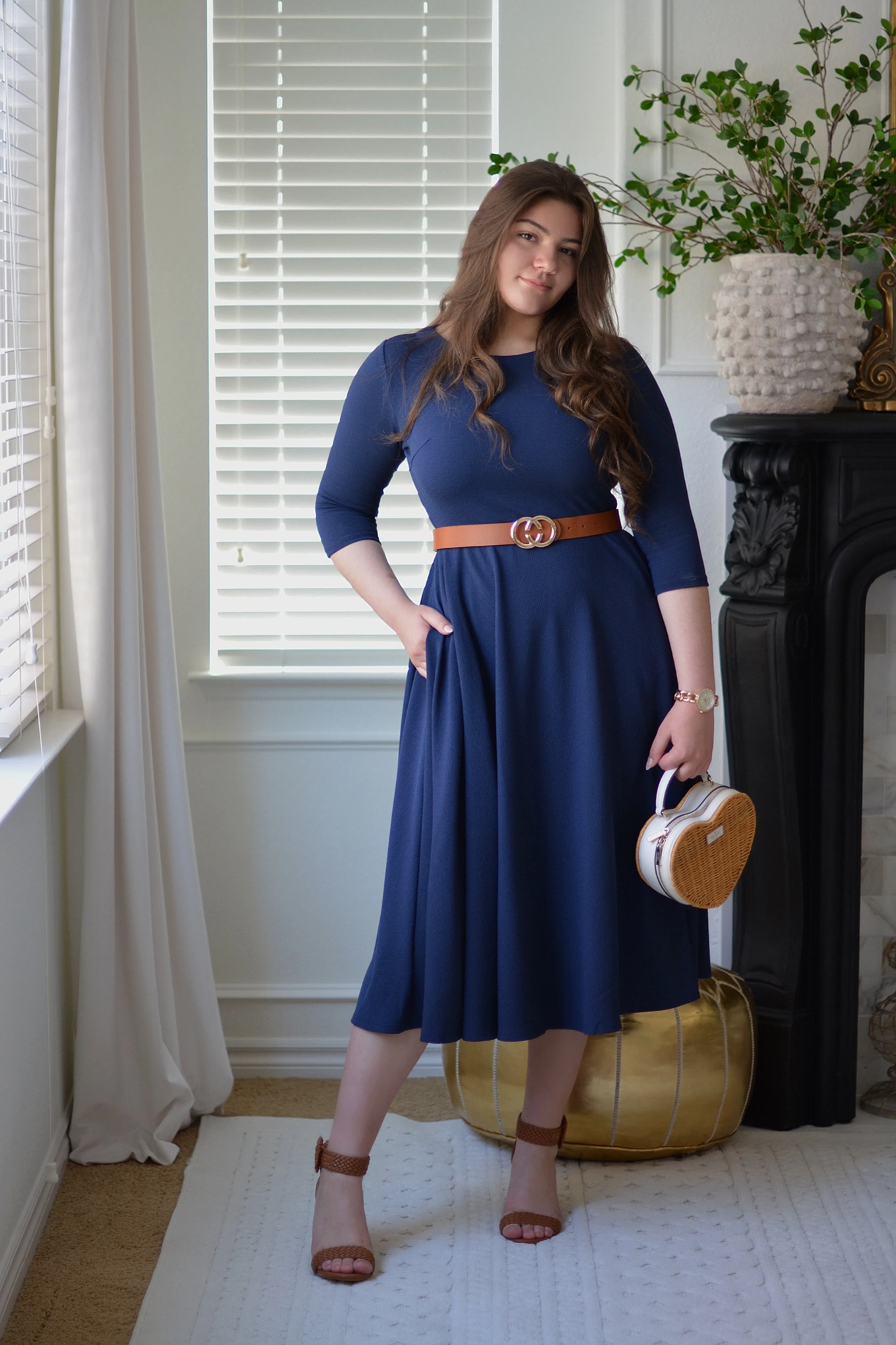 Millie Navy Full Midi Dress