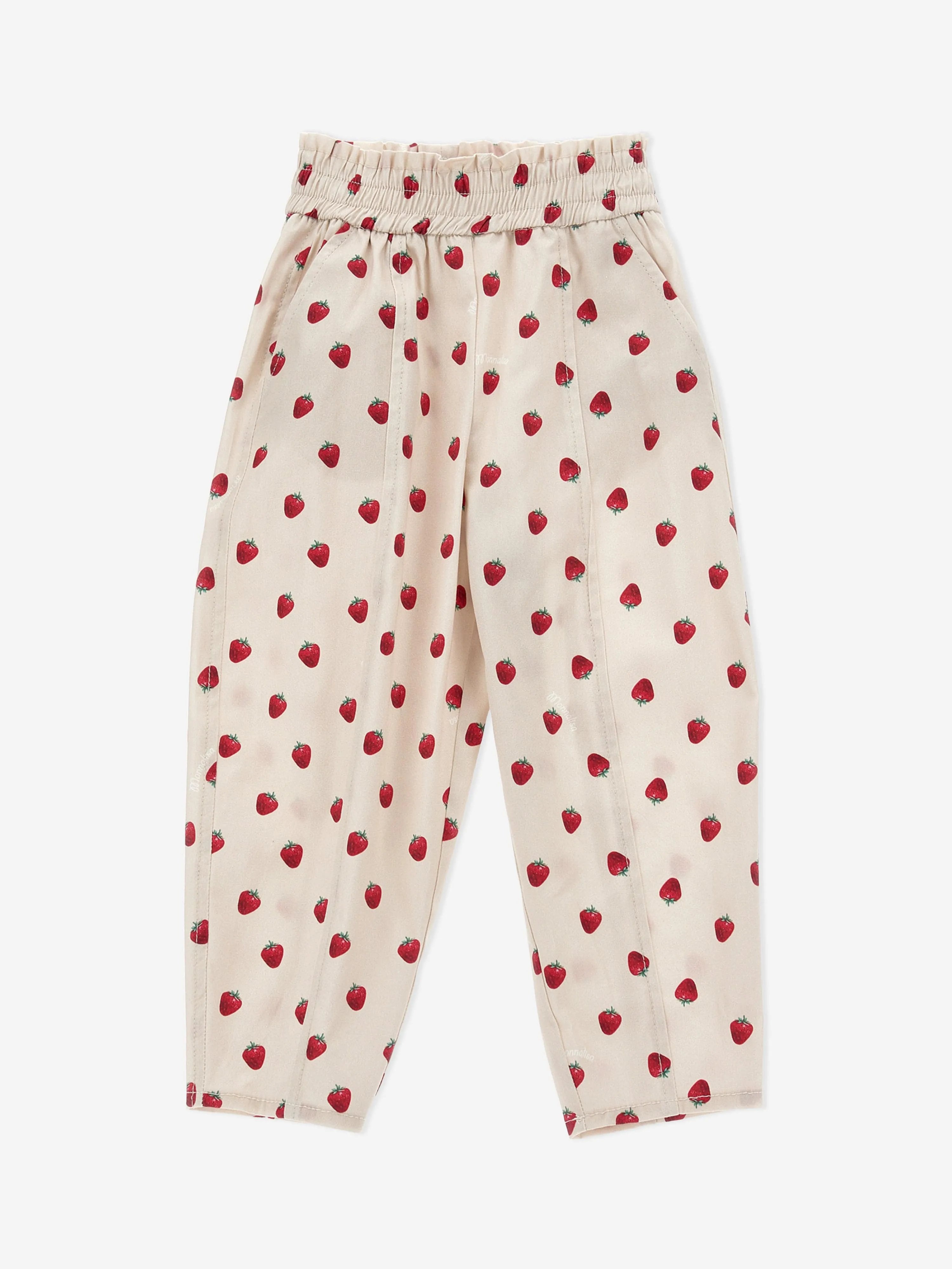 Monnalisa Girls Strawberry Trousers in Beige