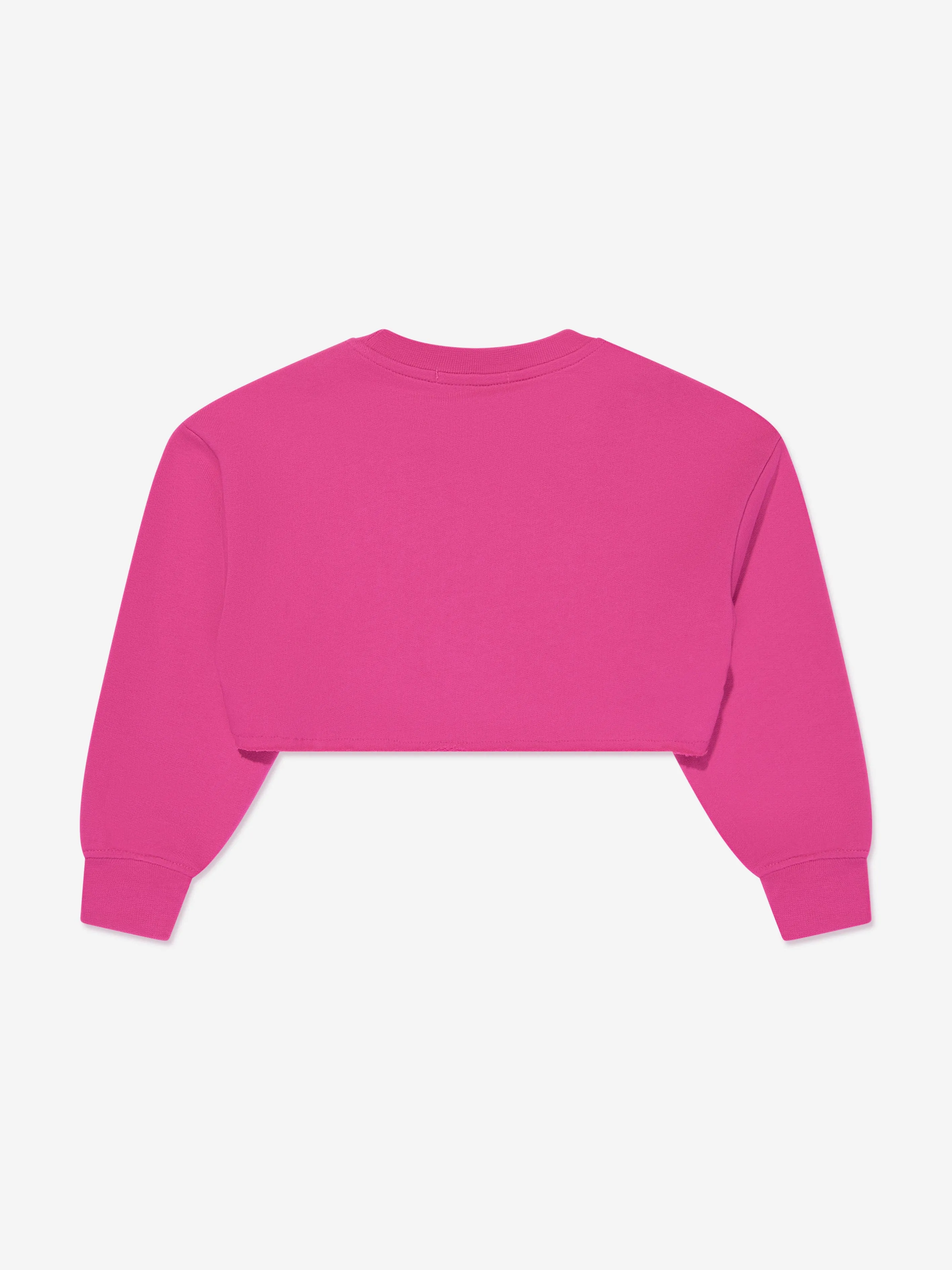 MSGM Girls Cropped Logo Sweatshirt in Pink