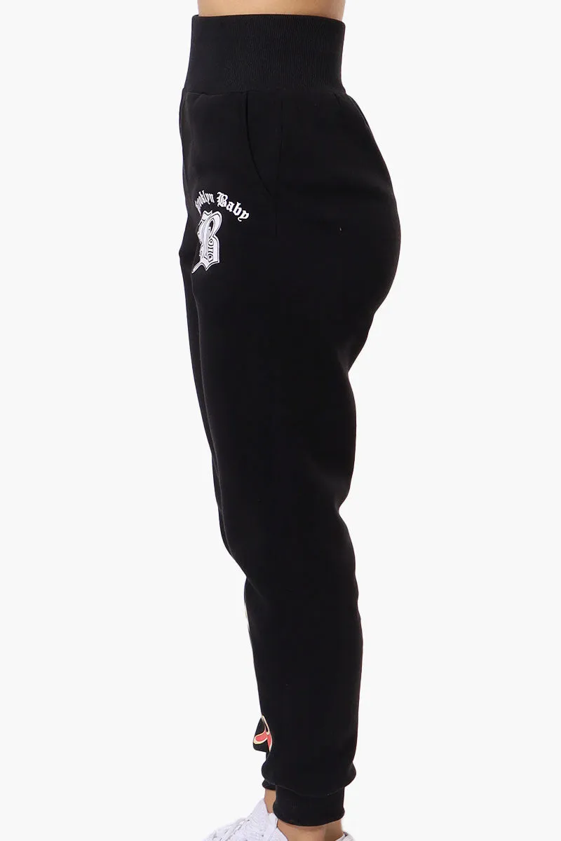 New Look High Waisted Flame Print Joggers - Black