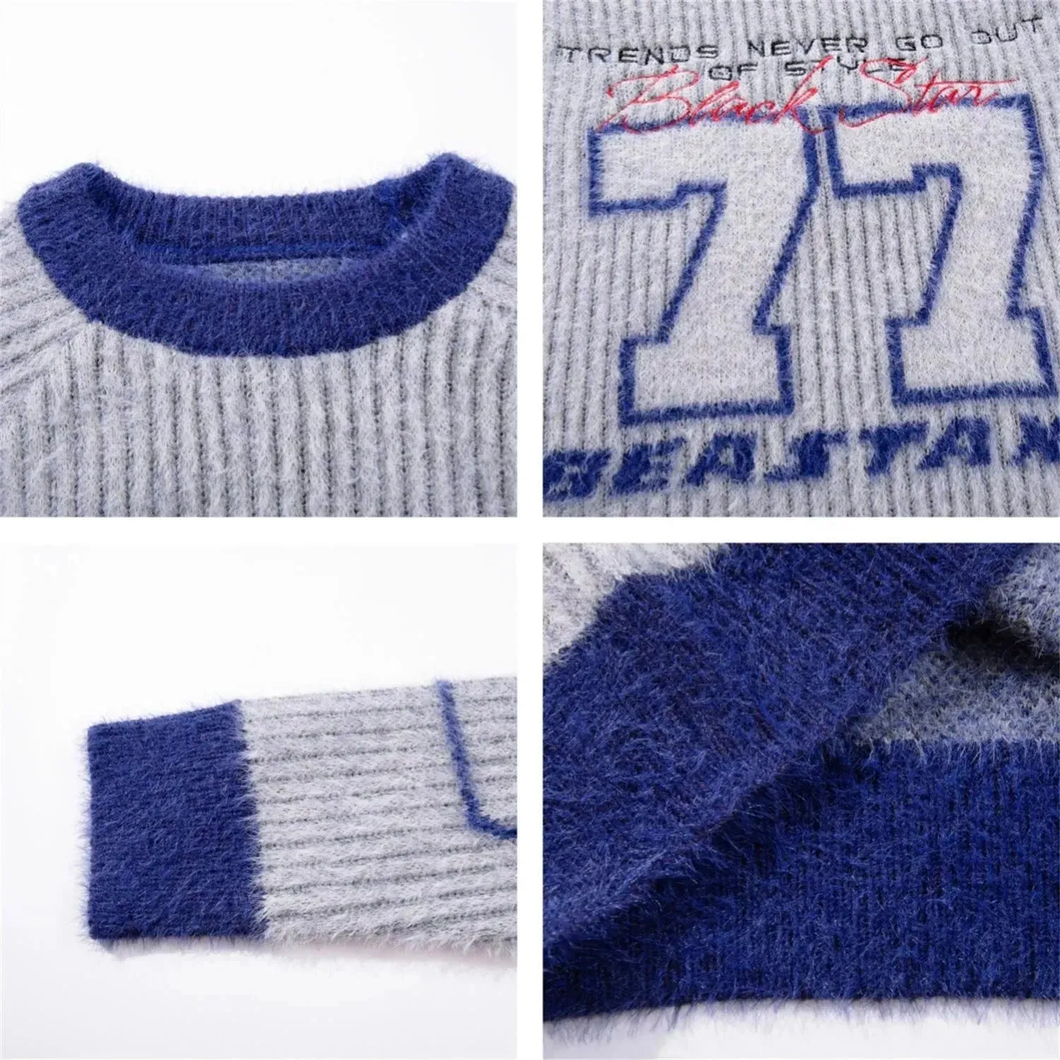 New Trend Autumn Winter Round neck Oversized Pullover Wool Sweater for Teenagers