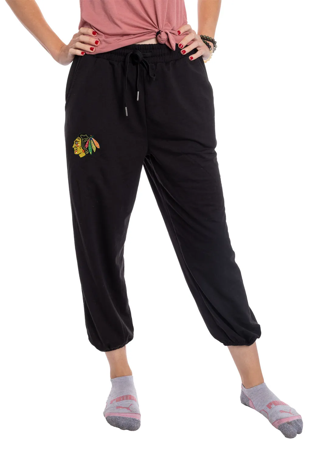 NHL licensed Chicago Blackhawks Ladies Cropped Joggers