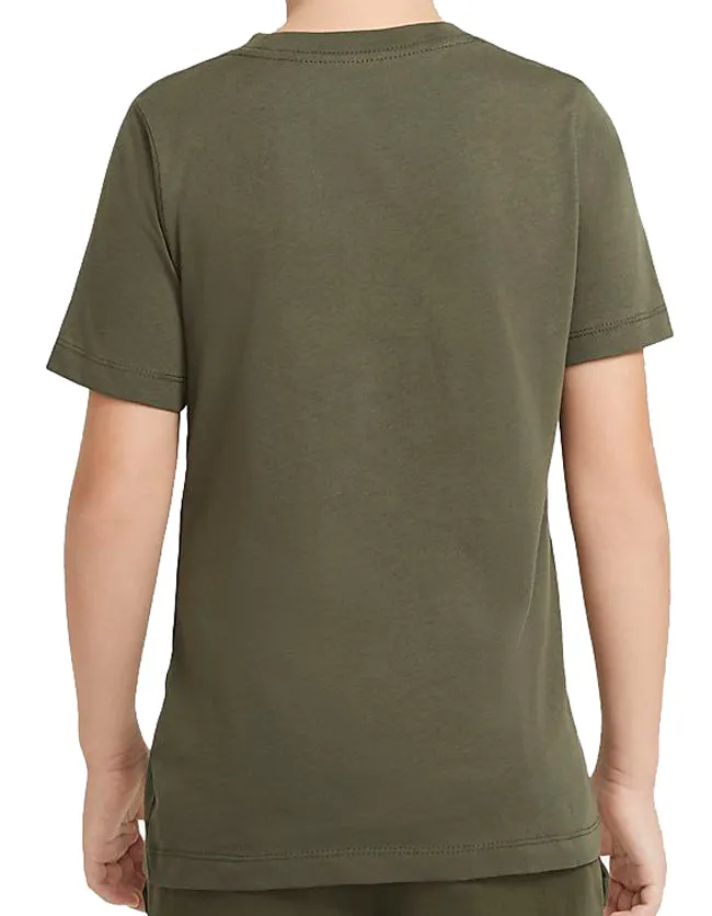 Nike Sportswear Kids Chest Panel T Shirt Cargo Khaki Black