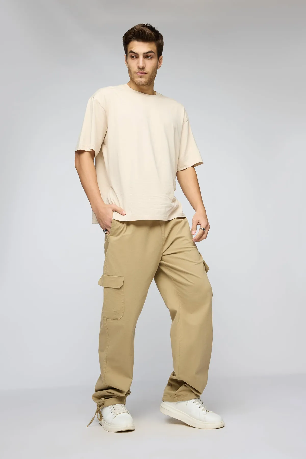 Oak Beige Men's Relaxed Fit Cargo Pants