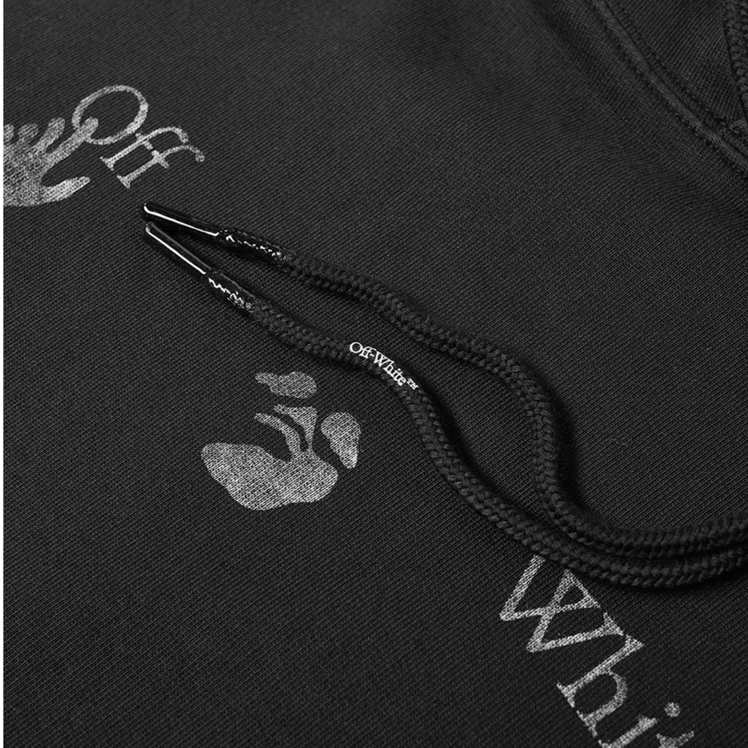 Off-White OW Logo Vintage Black Slim Fit Hoodie