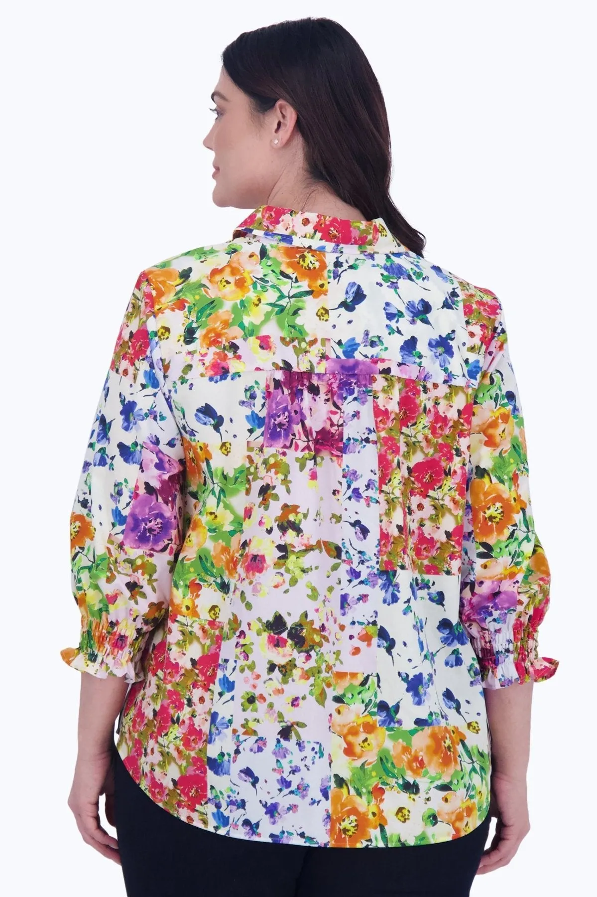 Olivia Plus No Iron Floral Patchwork Shirt