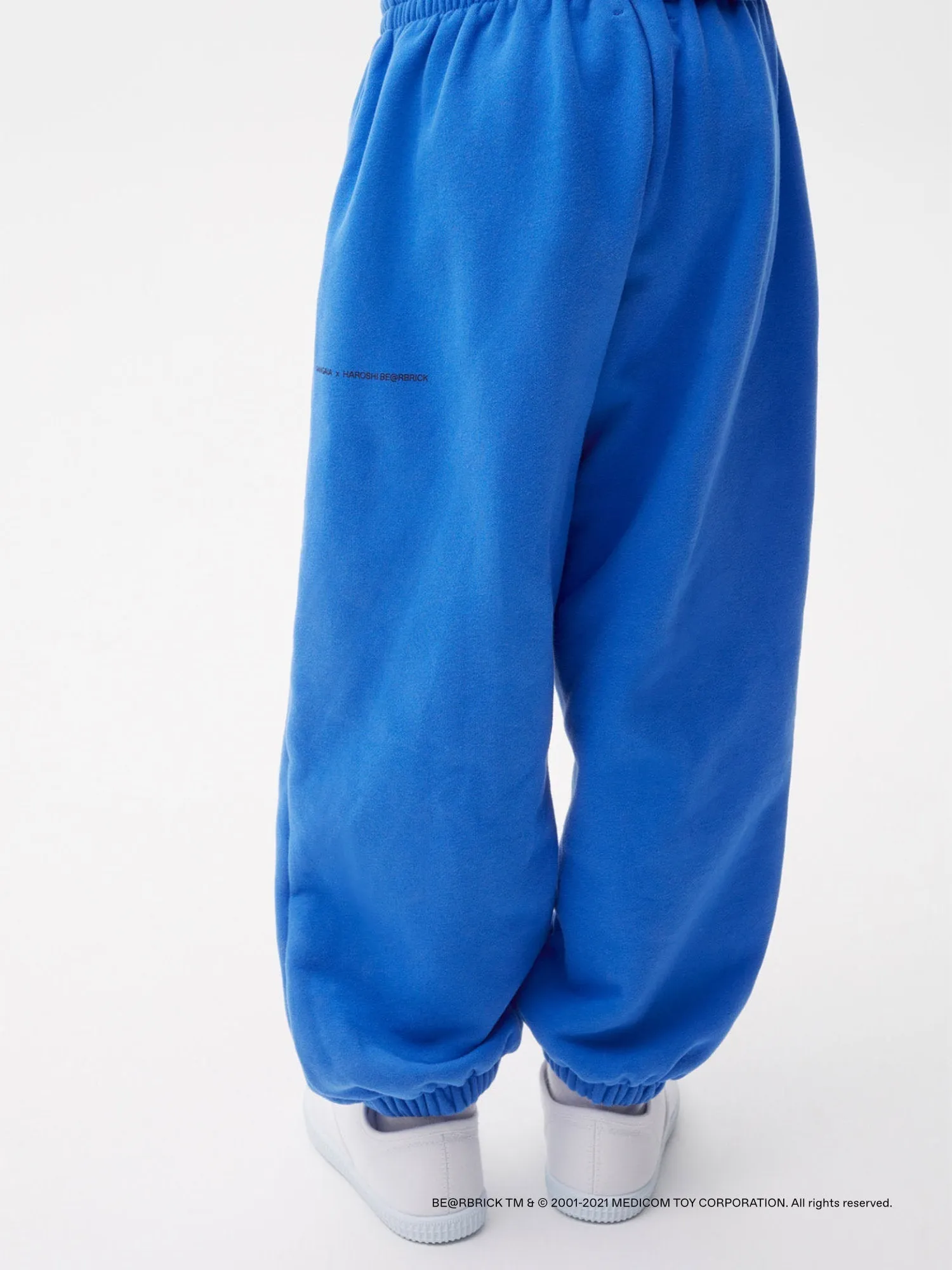 Pangaia x Haroshi BE@RBRICK™ Kids Track Pants—cobalt blue