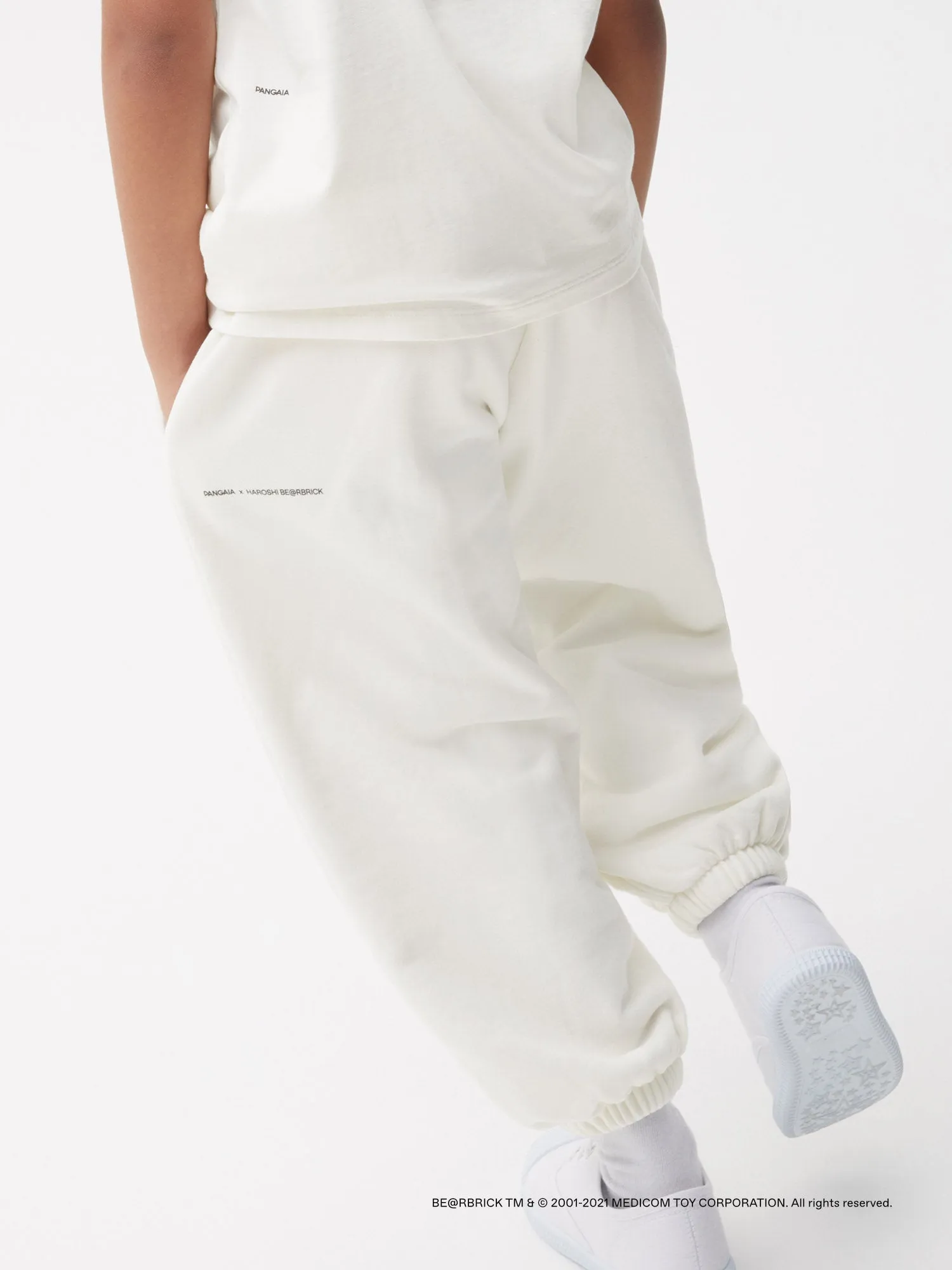 Pangaia x Haroshi BE@RBRICK™ Kids Track Pants—off-white