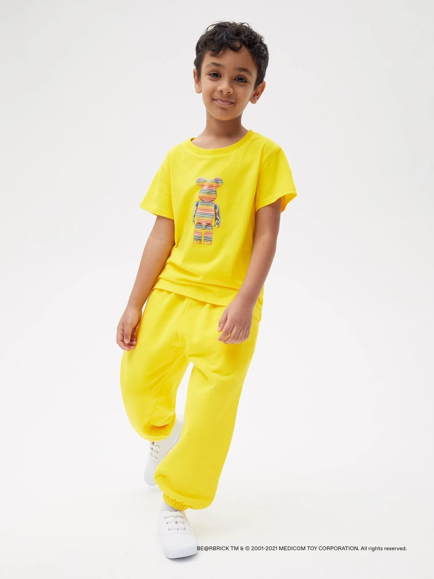 Pangaia x Haroshi BE@RBRICK™ Kids Track Pants—saffron yellow