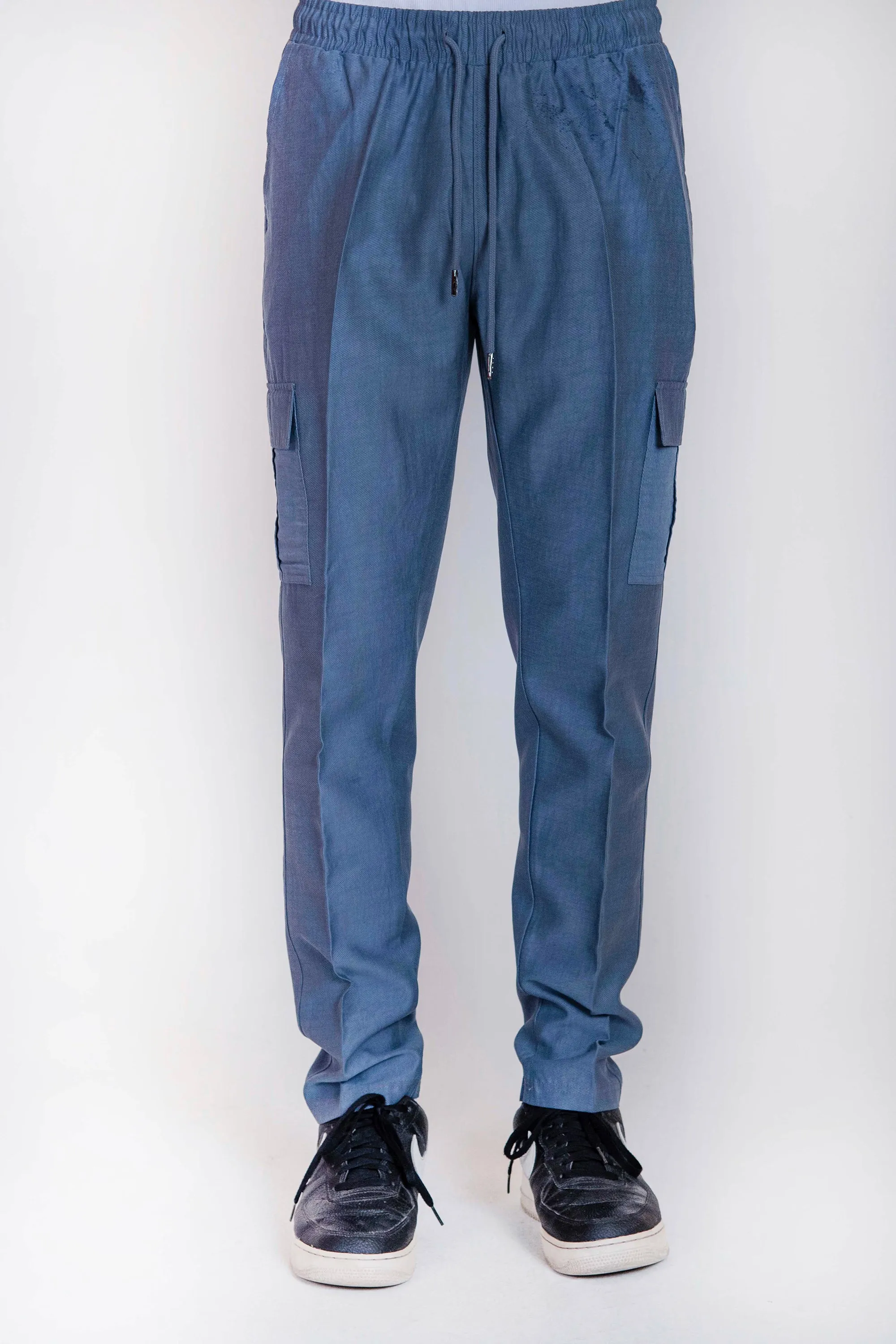 Pastel Blue Irish Cotton Cargo Pants