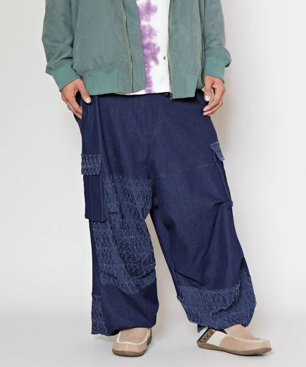 Patchwork Denim Cargo Pants