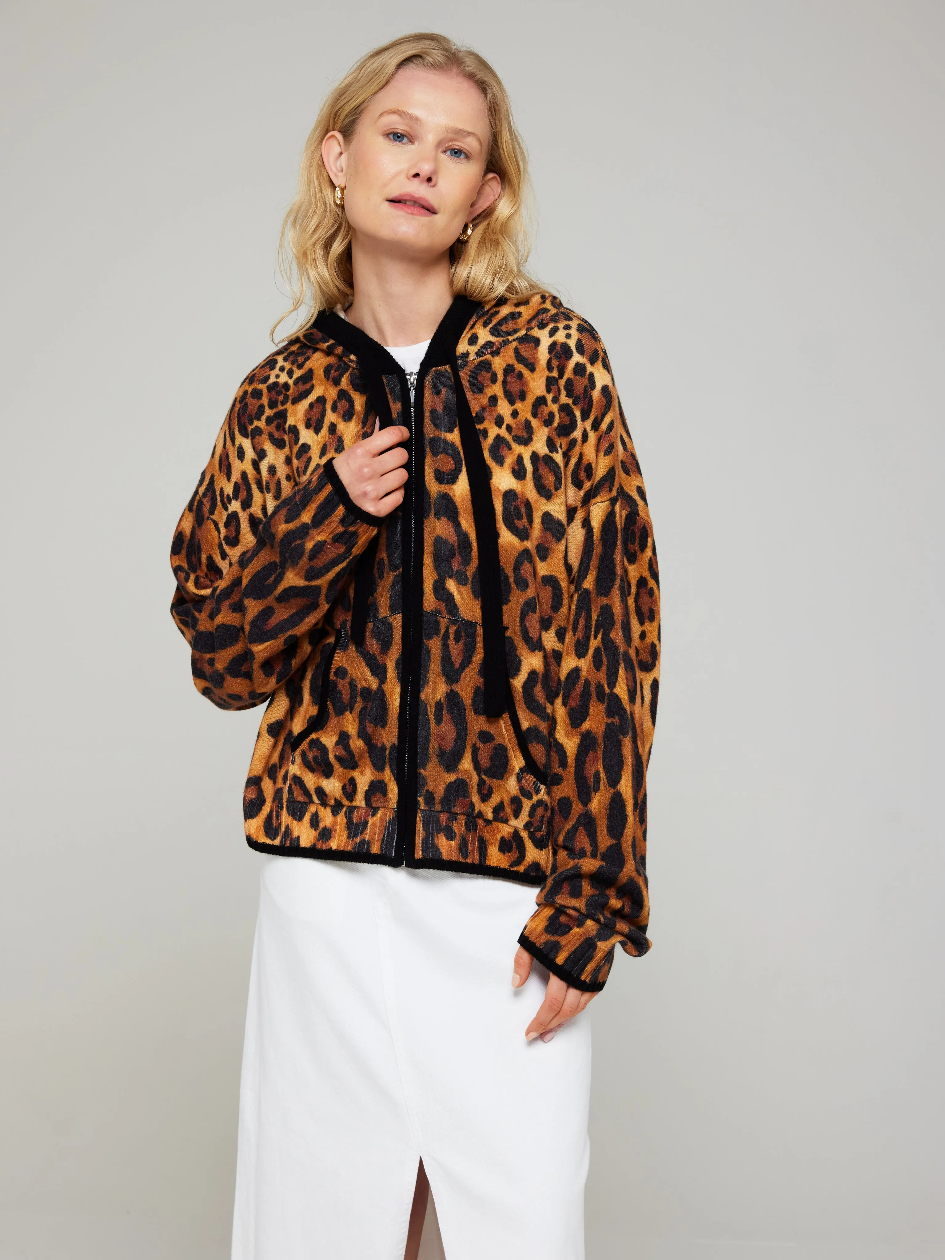 Patsy Leopard Cashmere Hoodie