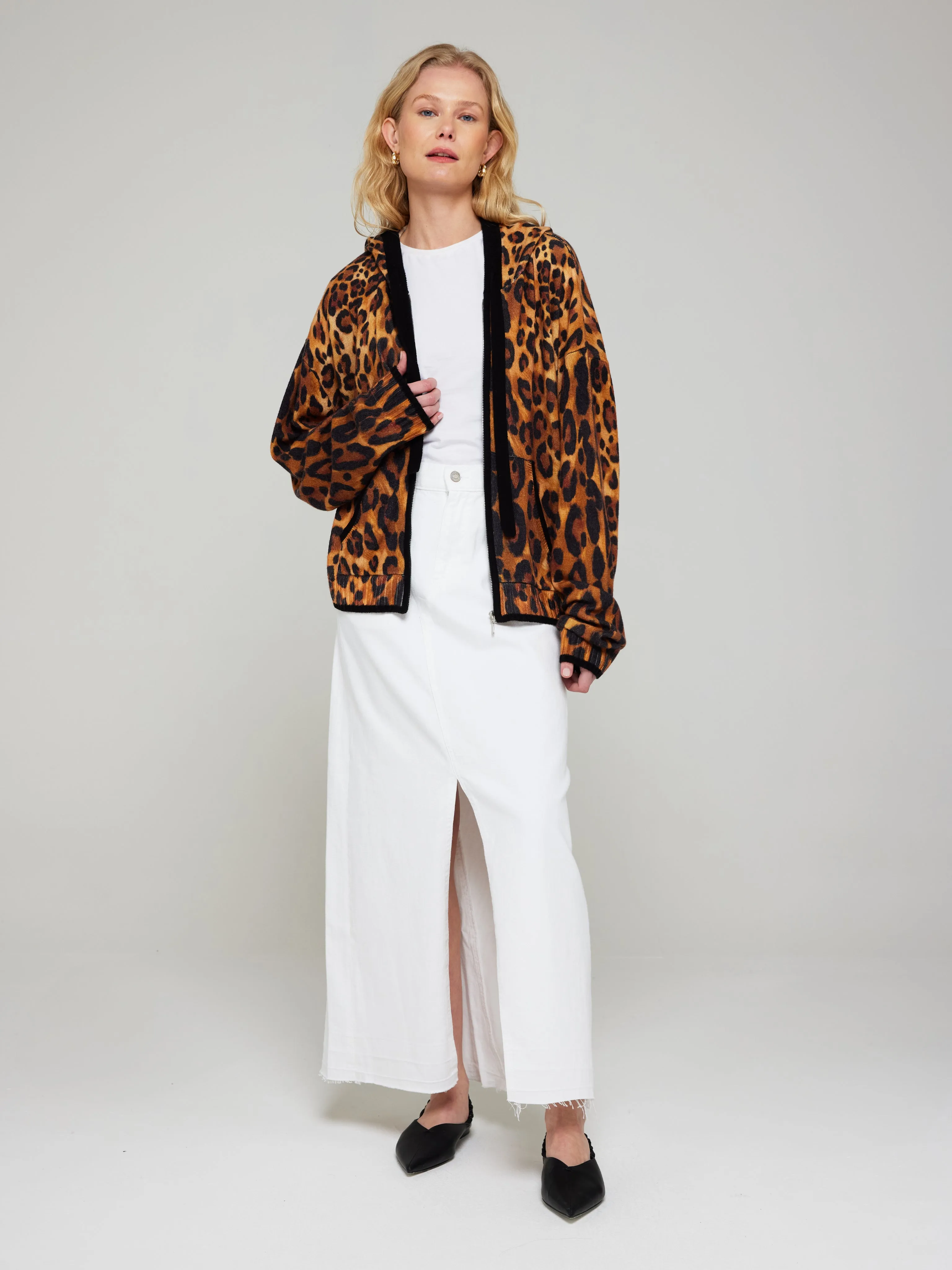 Patsy Leopard Cashmere Hoodie