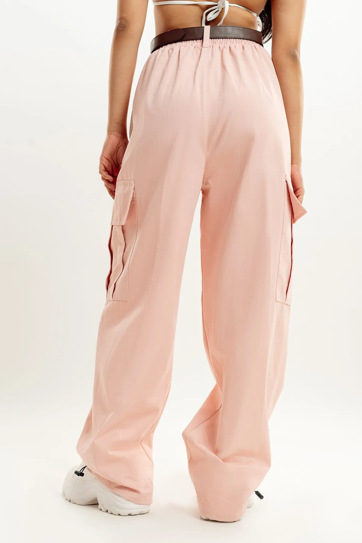 Peach Belt Parachute Cargo Pant