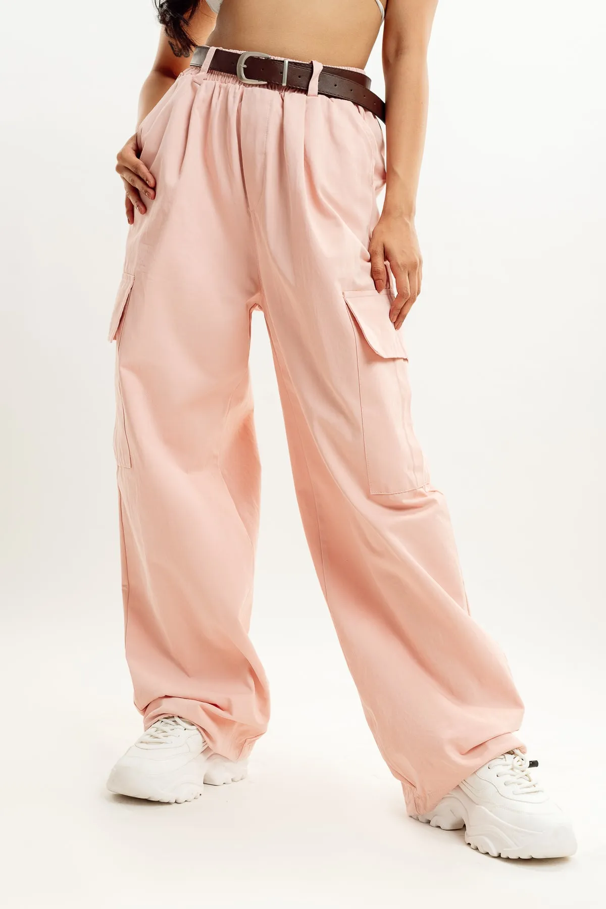 Peach Belt Parachute Cargo Pant