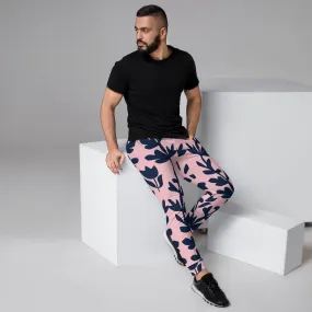 Pink Dark Floral Men's Joggers, Floral Print Designer Slim-Fit Ultra Soft Comfy Men's Pants - Made in USA/EU/MX