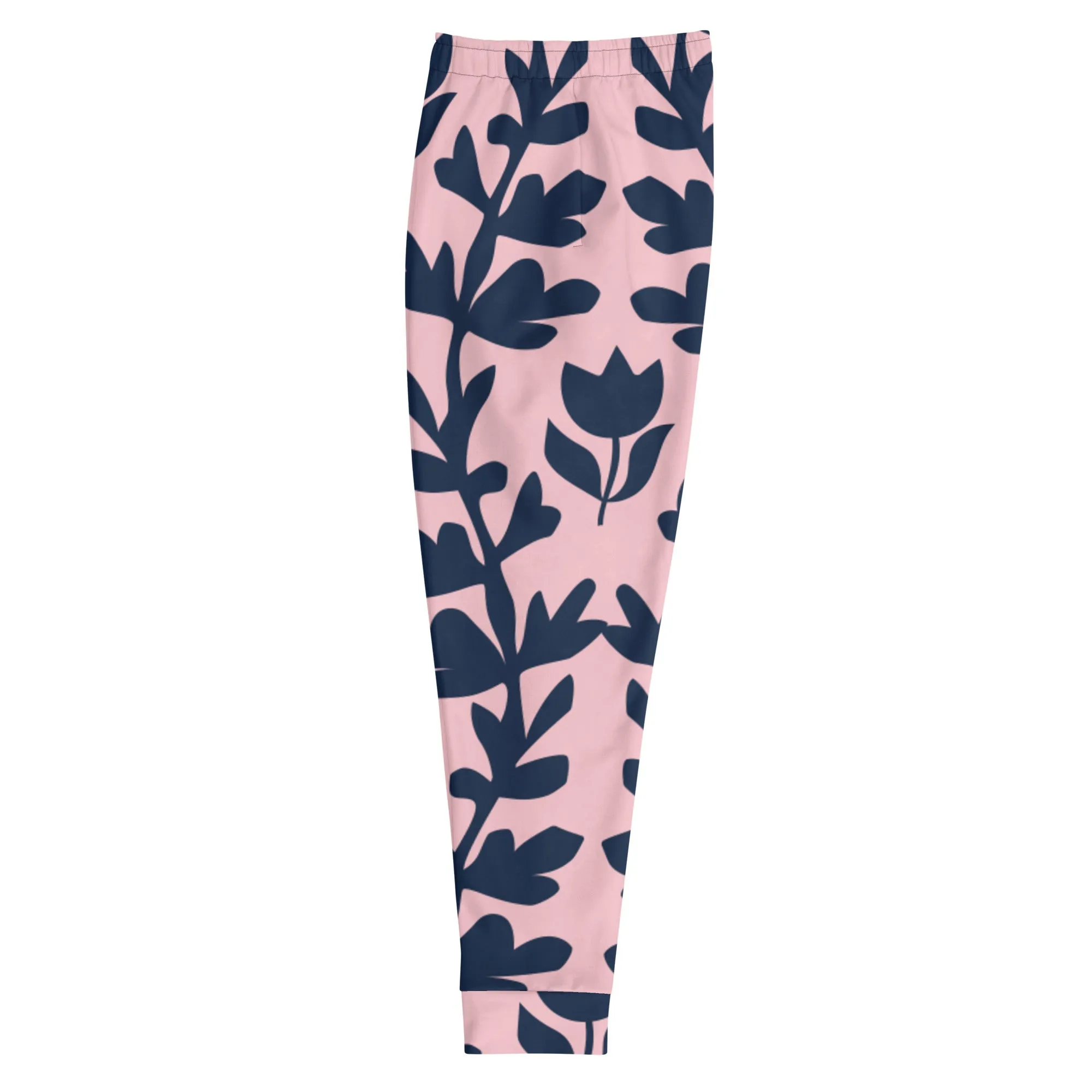 Pink Dark Floral Men's Joggers, Floral Print Designer Slim-Fit Ultra Soft Comfy Men's Pants - Made in USA/EU/MX