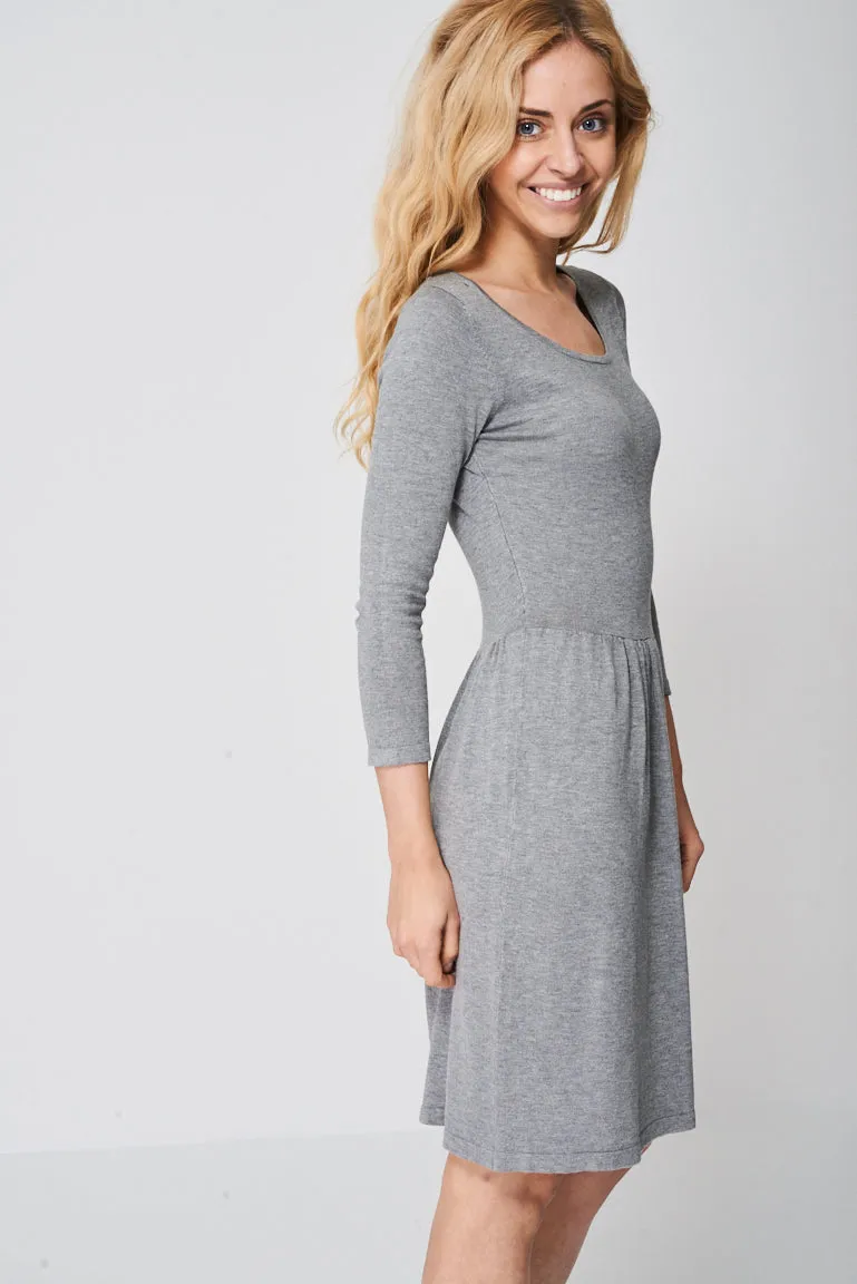 Plain Grey Skater Dress Ex-Branded