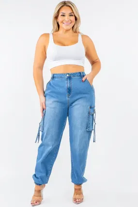 PLUS SIZE HIGH WAIST JOGGER STYLE CARGO PANTS