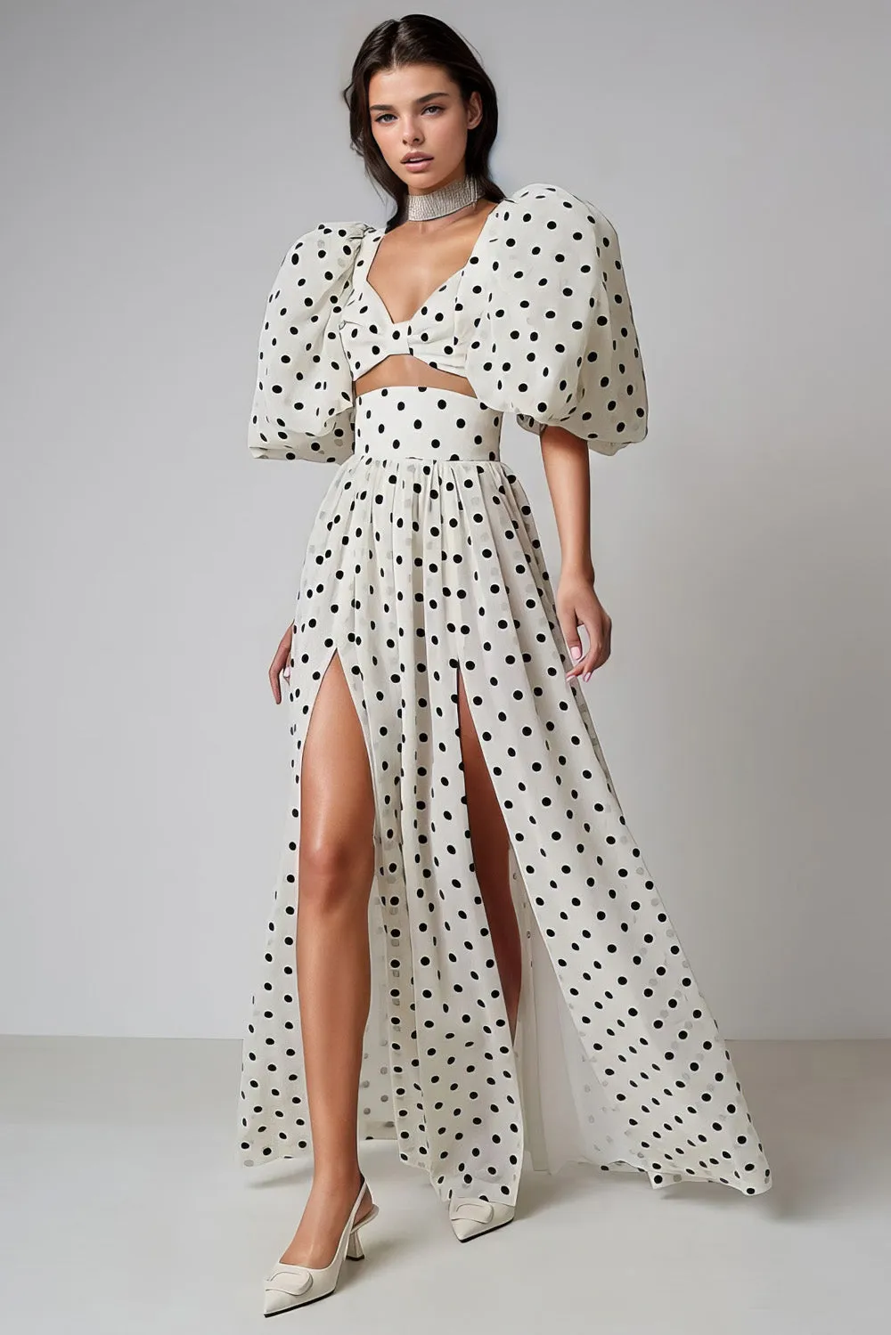 Polka Dot 2-Piece Set - White