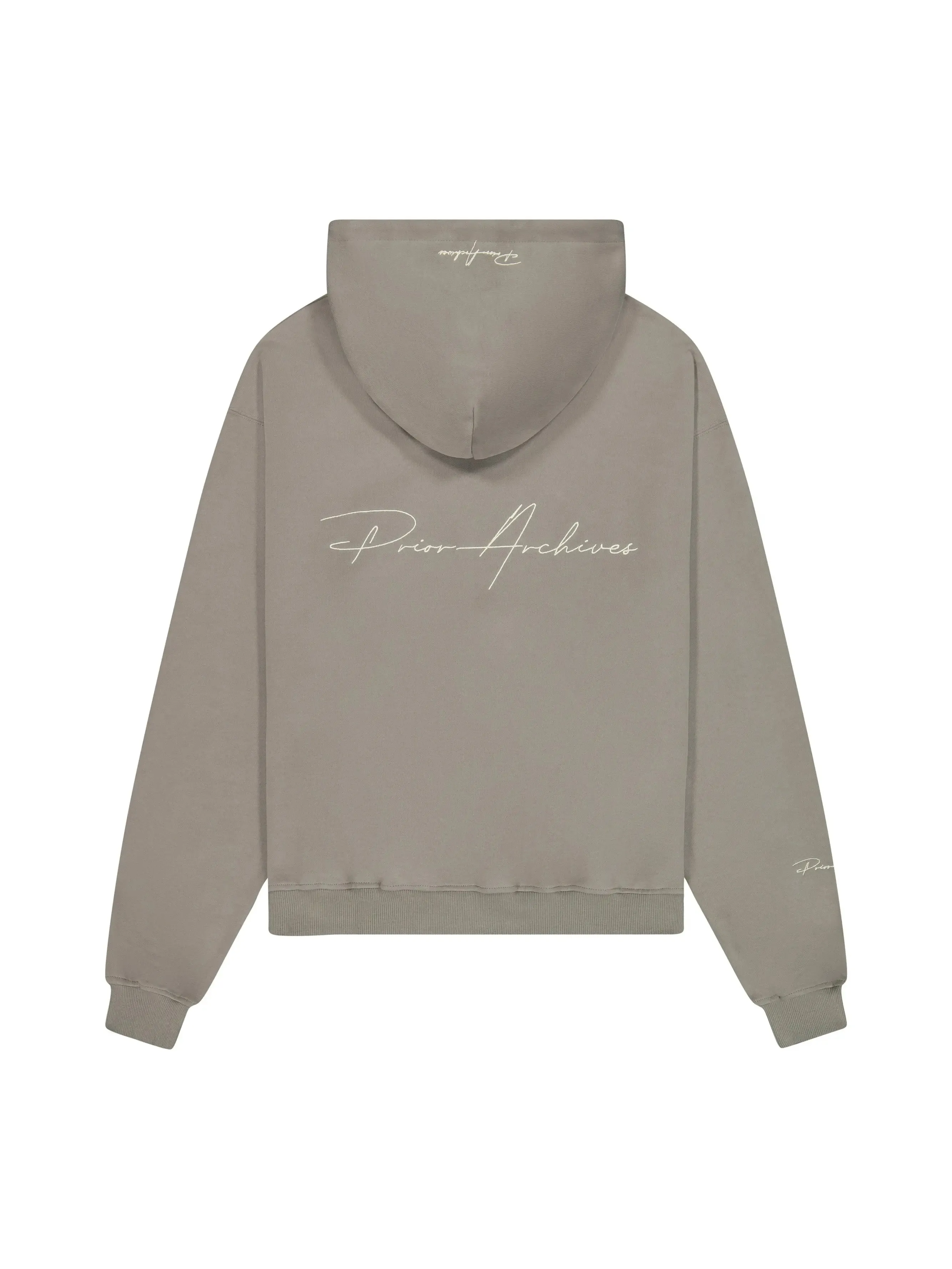 Prior Embroidery Logo Oversized Cropped Hoodie Cinder