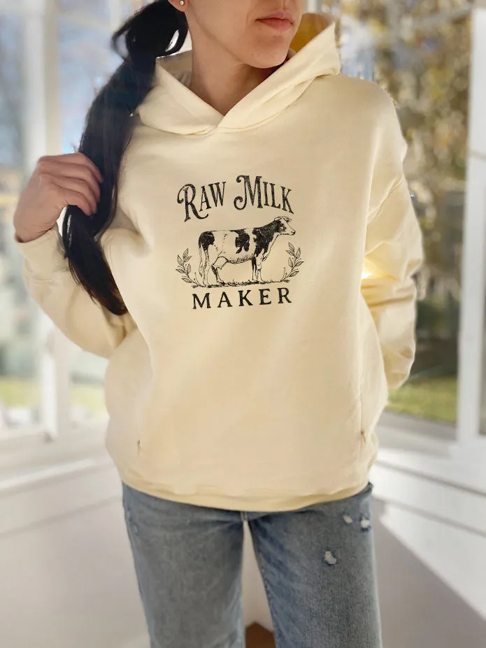 Raw Milk Maker Cow Hooded Sweatshirt