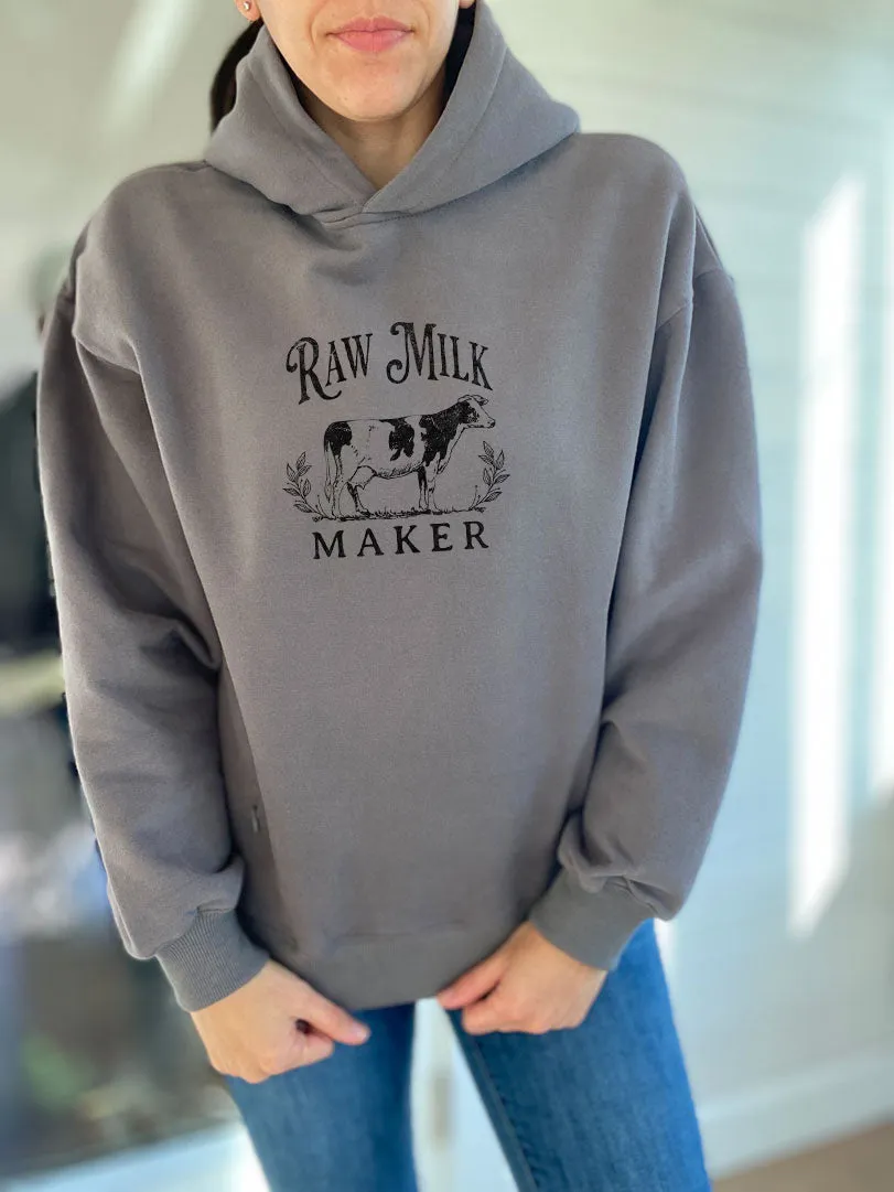 Raw Milk Maker Cow Hooded Sweatshirt