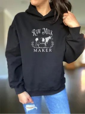 Raw Milk Maker Cow Hooded Sweatshirt