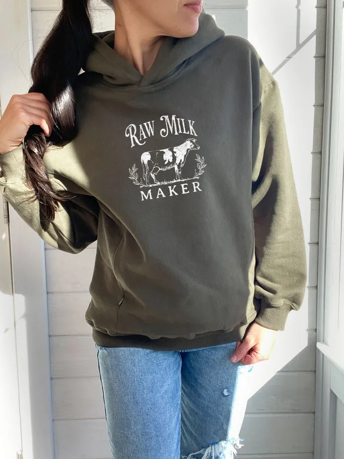 Raw Milk Maker Cow Hooded Sweatshirt