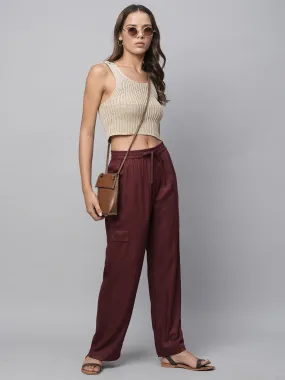 Rayon Twill Wide Leg Cargo Pocket Lounge Pants