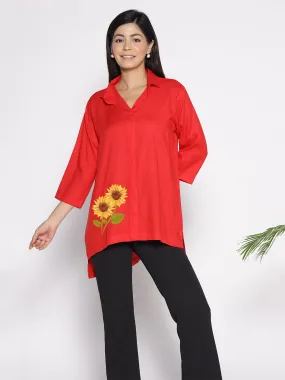 Red Rayon ShirtTop - Malmequer