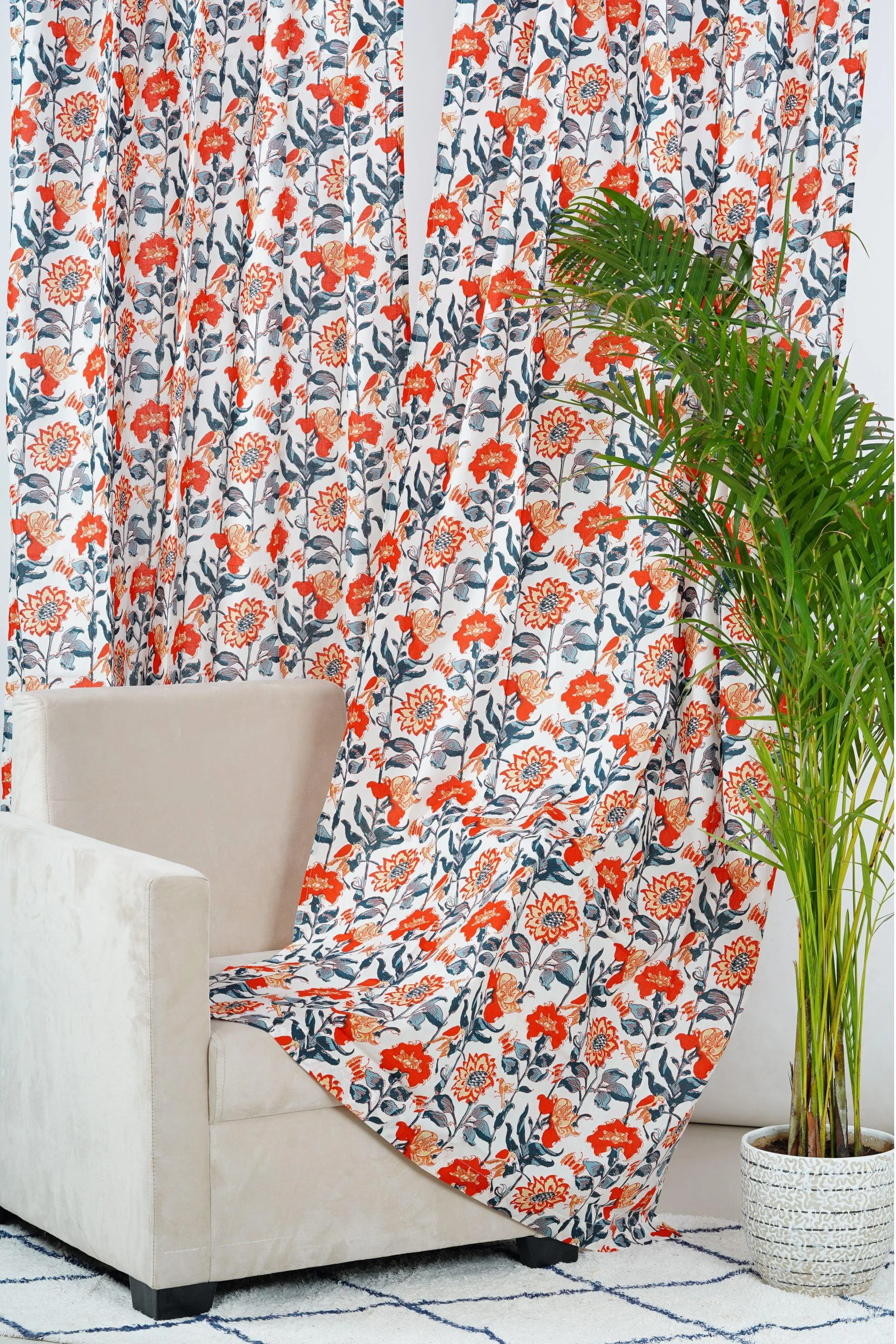 Refreshing Vibes Floral Curtain Pair