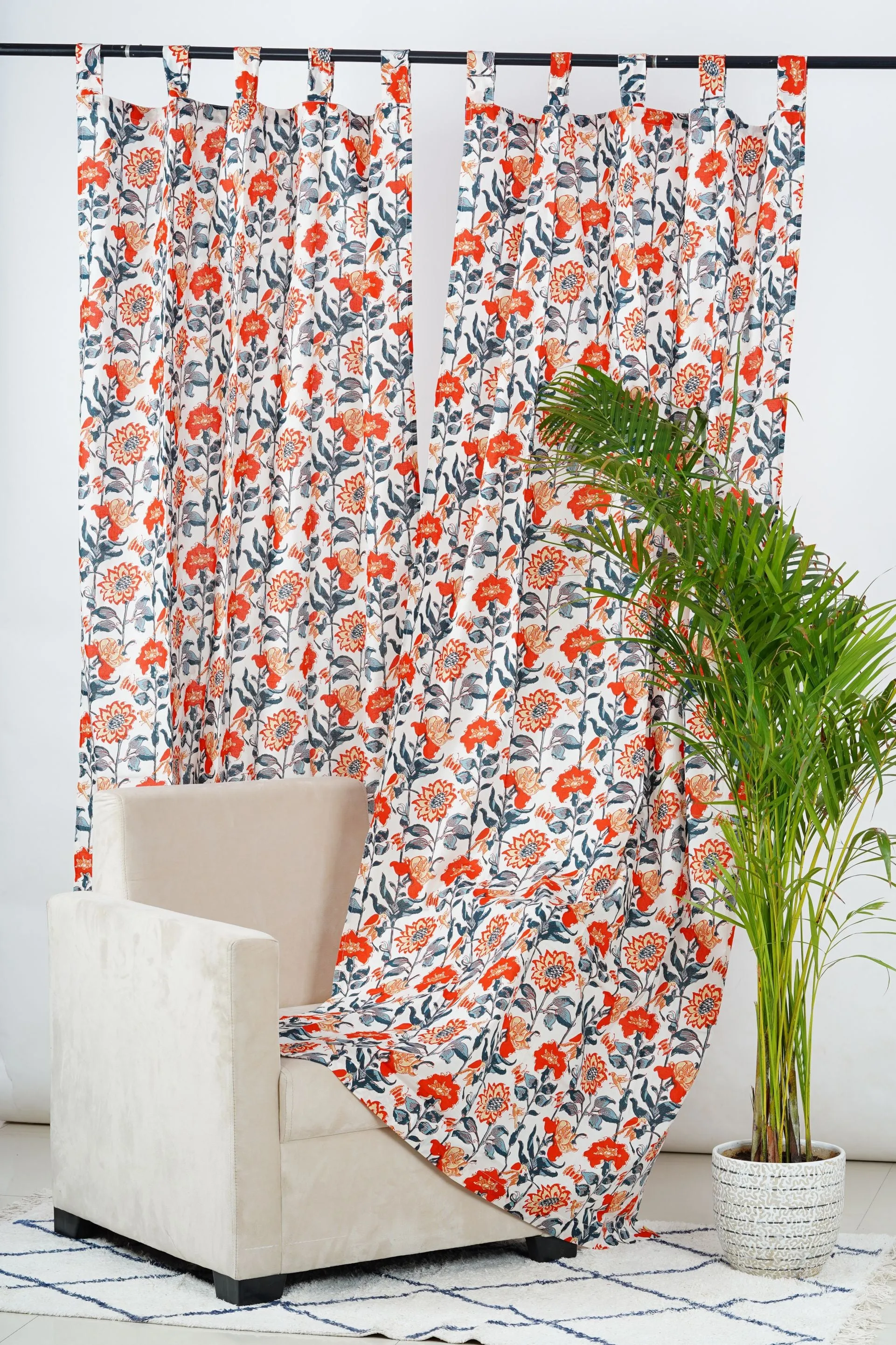 Refreshing Vibes Floral Curtain Pair