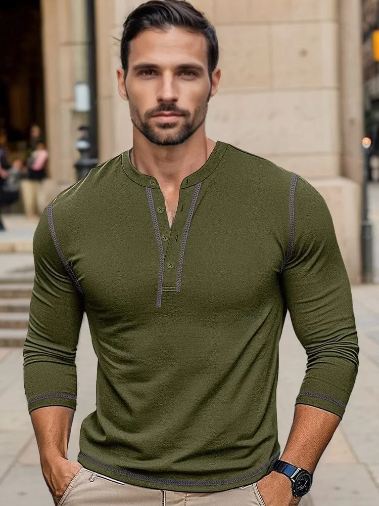 Regular Fit Cotton Henley Shirt