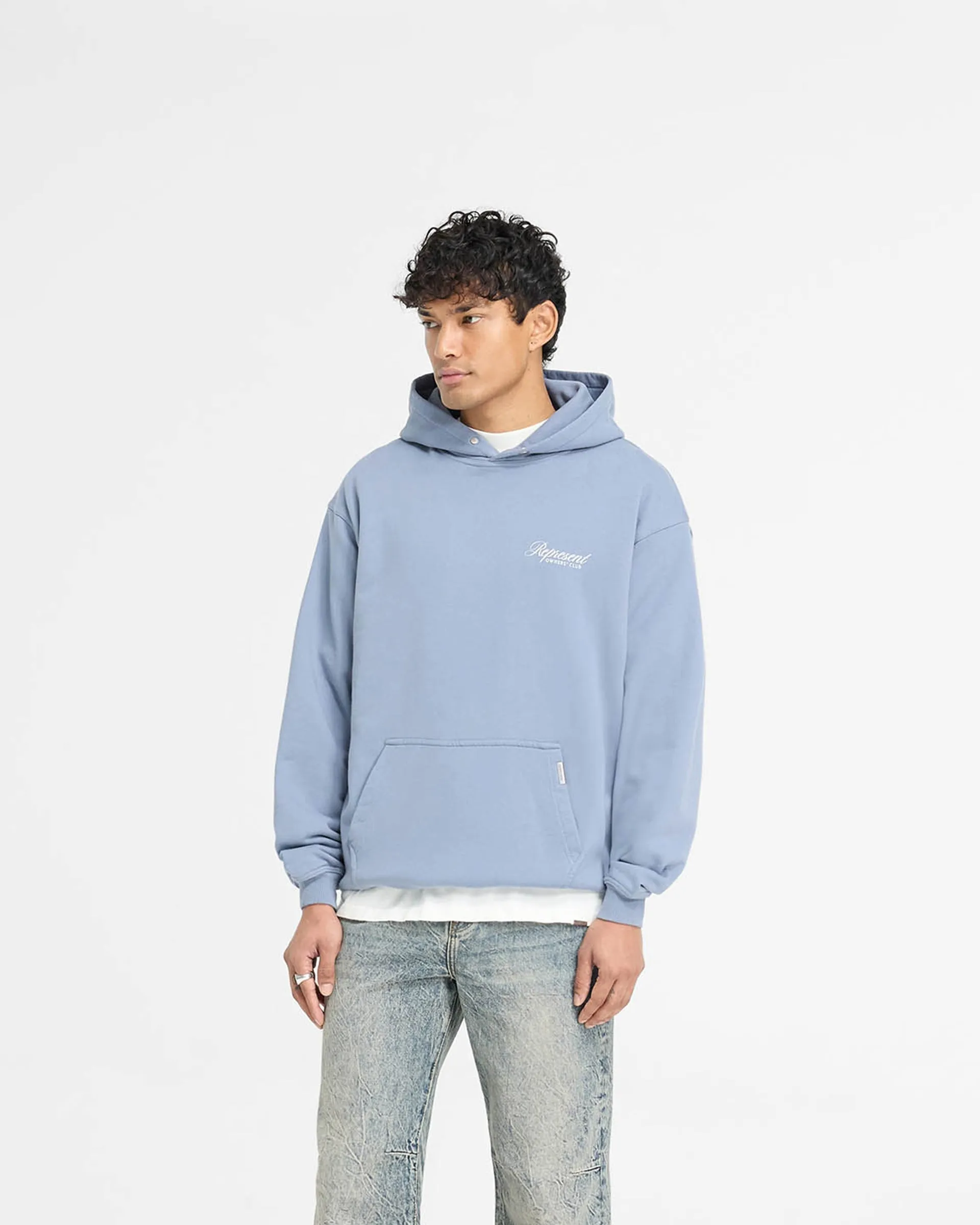 Represent Owners Club Script Hoodie - Dusty Blue