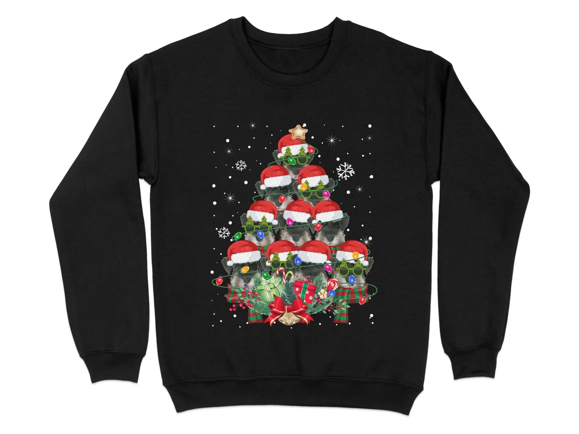 Schnauzer Xmas Sweatshirt Xmas Tree Style Cute Holiday Sweatshirt Christmas Dog Shirt Festive Sweater Seasonal Dog Apparel