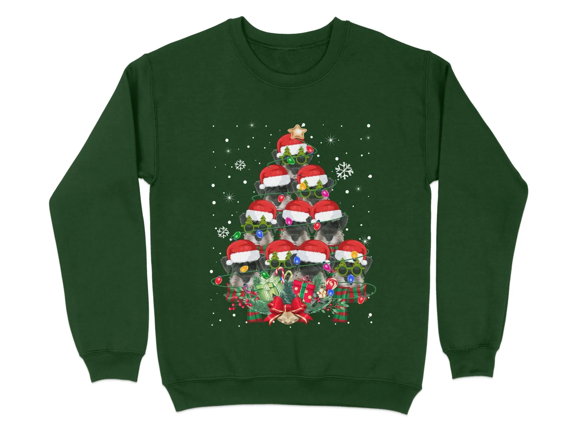 Schnauzer Xmas Sweatshirt Xmas Tree Style Cute Holiday Sweatshirt Christmas Dog Shirt Festive Sweater Seasonal Dog Apparel