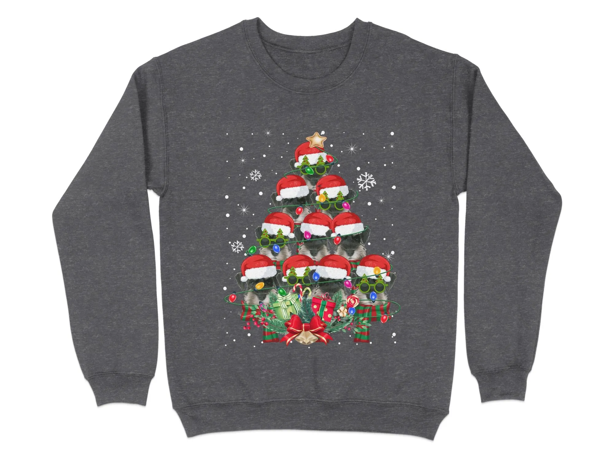 Schnauzer Xmas Sweatshirt Xmas Tree Style Cute Holiday Sweatshirt Christmas Dog Shirt Festive Sweater Seasonal Dog Apparel