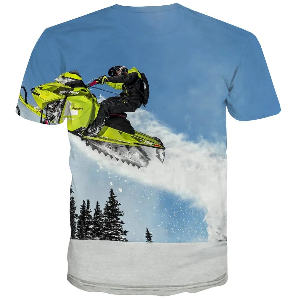 Ski T shirts Men White T-shirts 3d Movement Tshirts Cool Snowfield Tshirts Casual