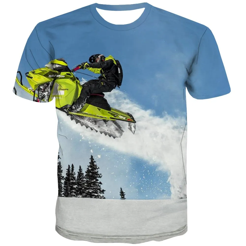 Ski T shirts Men White T-shirts 3d Movement Tshirts Cool Snowfield Tshirts Casual