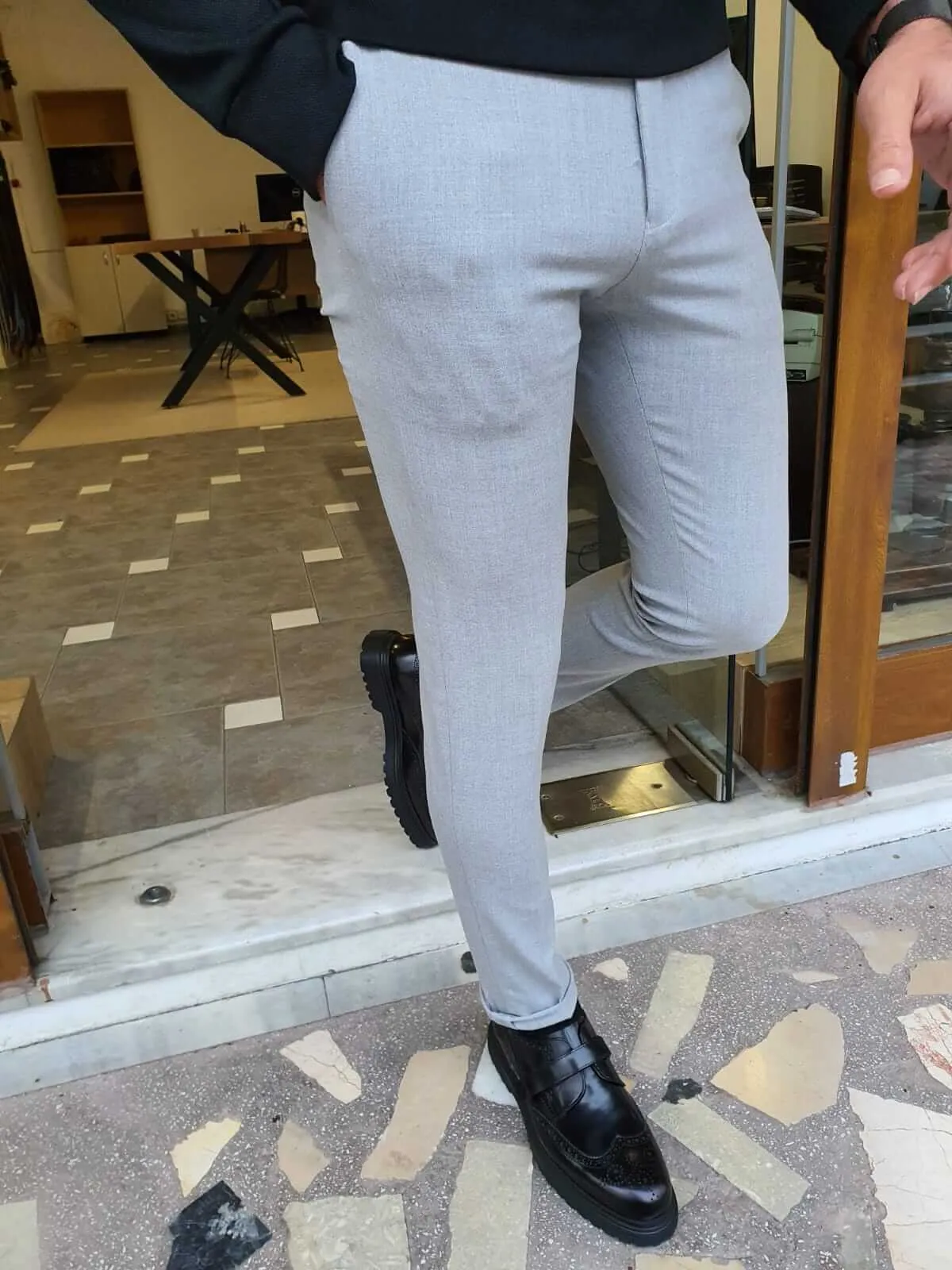 SlimFit Gray Plaid Pants