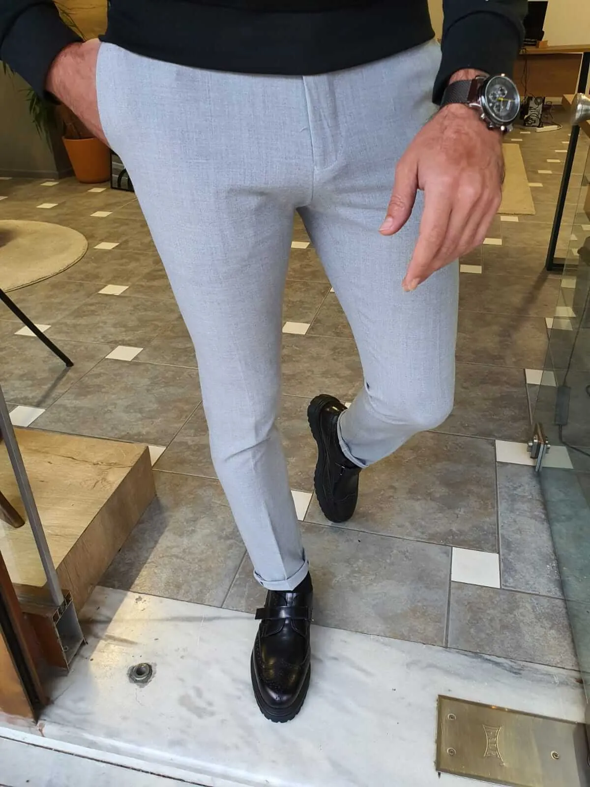 SlimFit Gray Plaid Pants